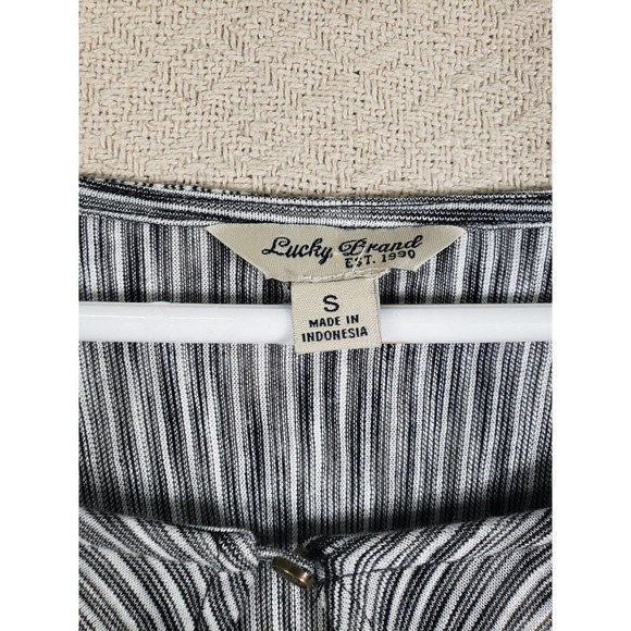 Lucky Brand Dress Womens Small White Black Striped Short Sleeve Keyhole Neck - Picture 3 of 9